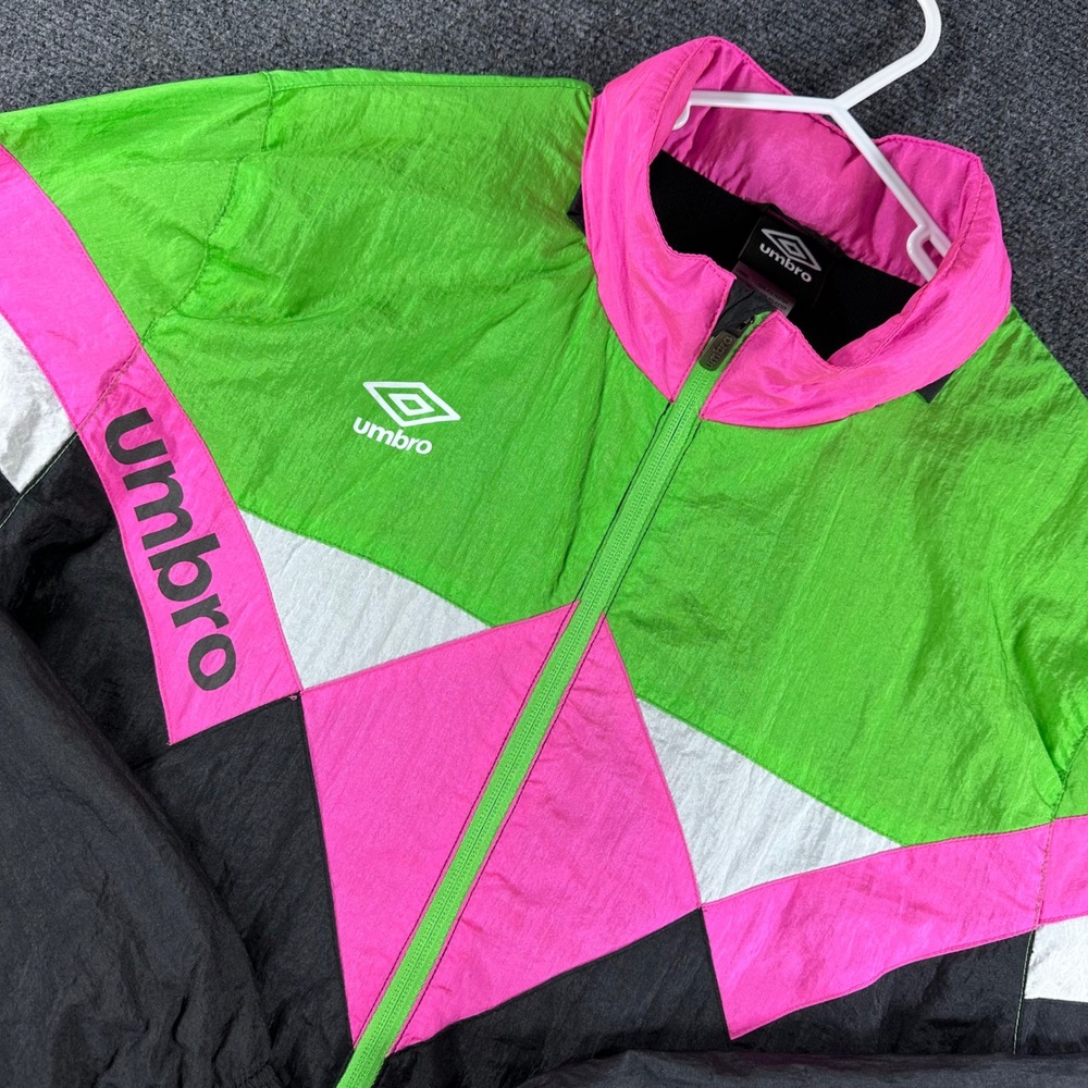 Umbro Windbreaker Jacket Mens L Large Multi Colorblock Vintage 90s Retro Nylon